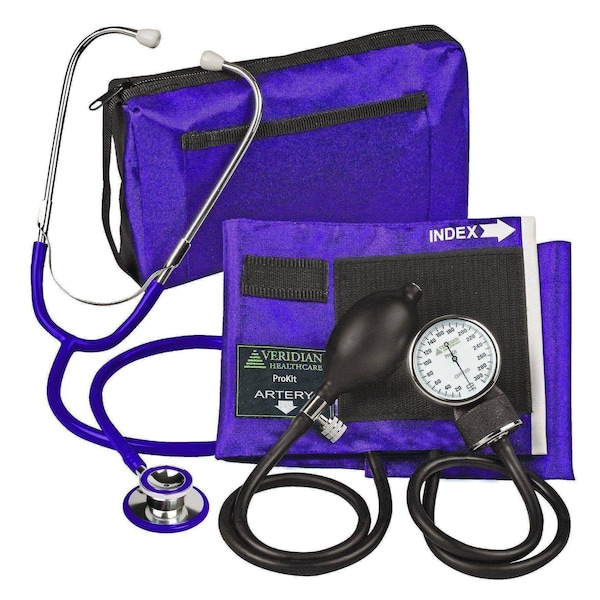 Veridian Healthcare ProKit Aneroid Sphygmomanometer With Dual-Head Scope, Adult, Purple 02-12711 - main